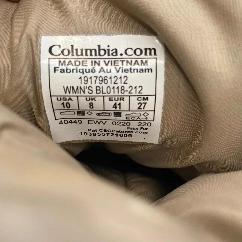 Columbia Paninaro Omni-Heat Waterproof Camo Winter Boots Womens Sz 10 BL0118-212